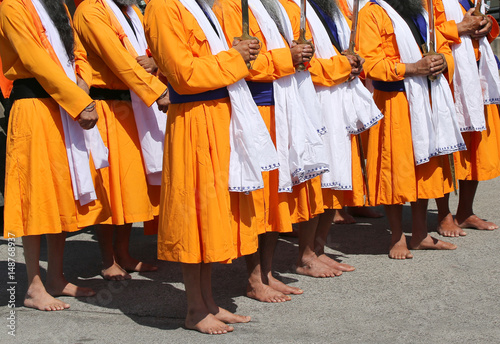 many men with sikh dress during baisakhi festival