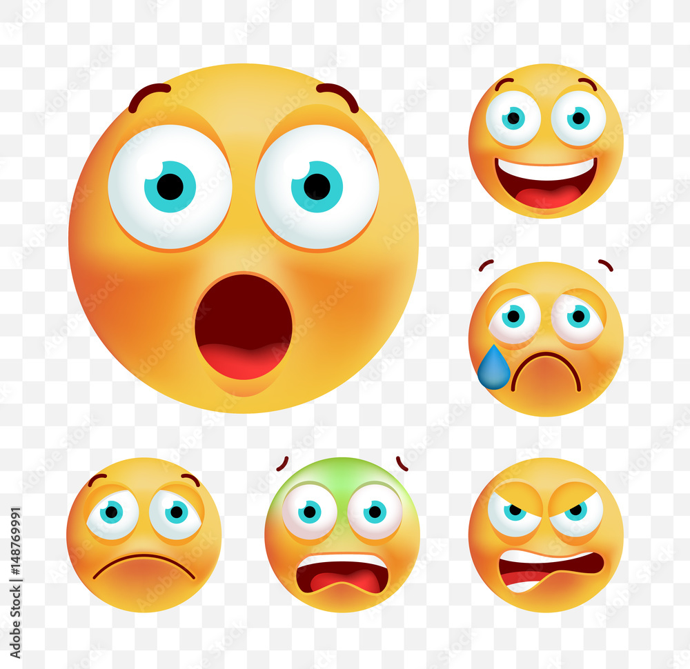 Set of Cute Emoticons on White Background. Isolated Vector Illustration Set of Cute Emoticons on White Background. Isolated Vector Illustration