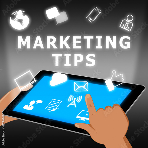 Marketing Tips Shows EMarketing Advice 3d Illustration photo