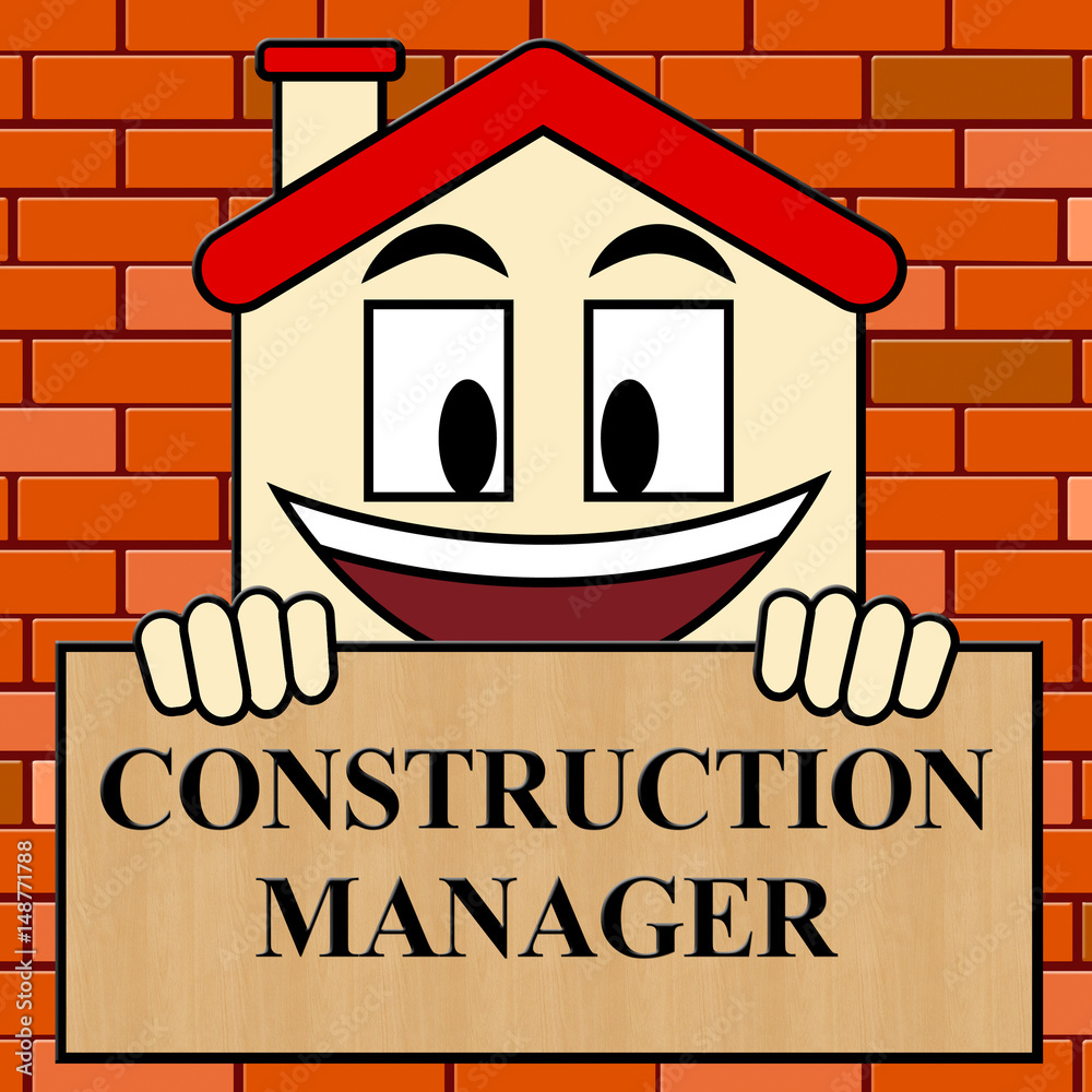 Construction Manager Sign Shows Building Foreman 3d Illustration Stock