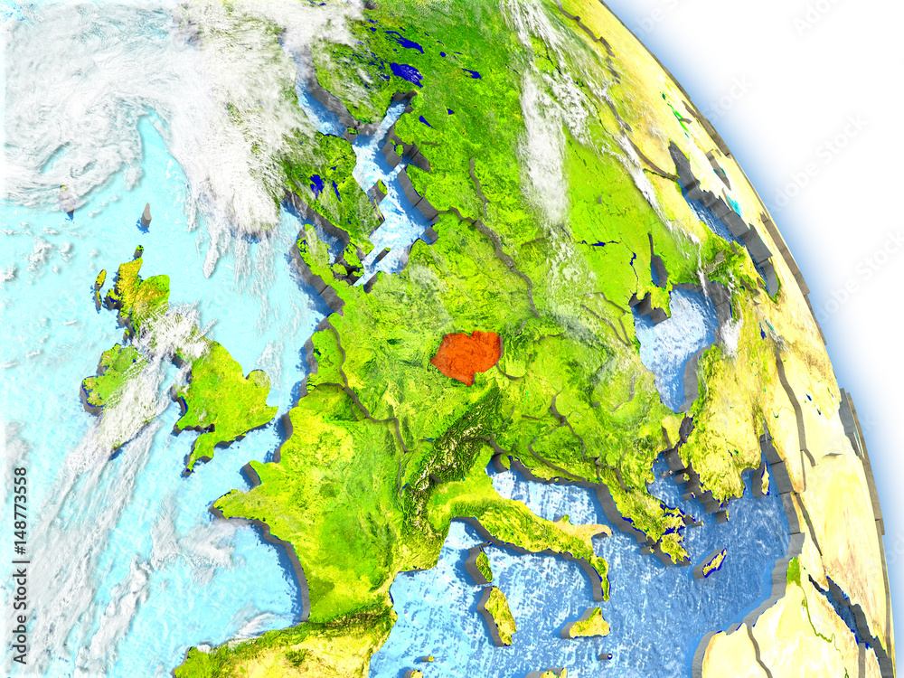 Czech republic on model of Earth