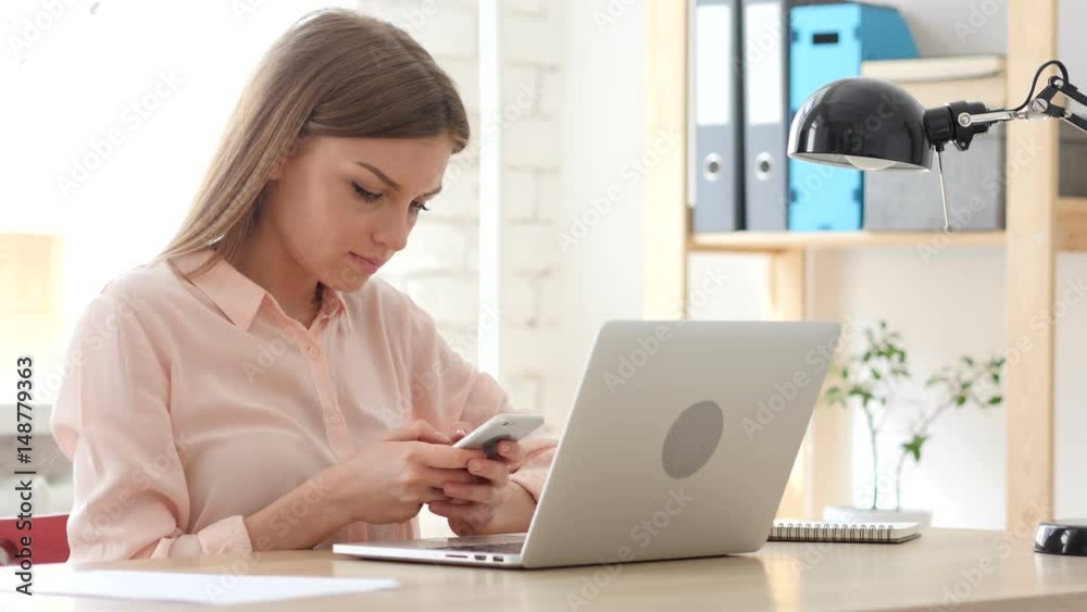 Creative Girl Using Smartphone, Text Messaging Creative Girl Using Smartphone, Text Messaging