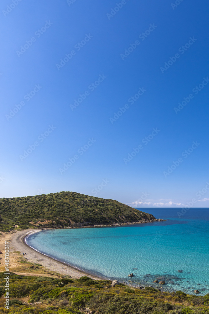 Beautiful paradise beach with turquoise sea - Sardinia Mari Pintau beach - Cagliari - vertical