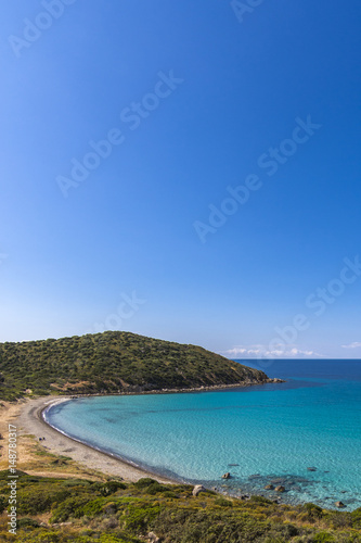 Fototapeta Naklejka Na Ścianę i Meble -  Beautiful paradise beach with turquoise sea - Sardinia Mari Pintau beach - Cagliari - vertical