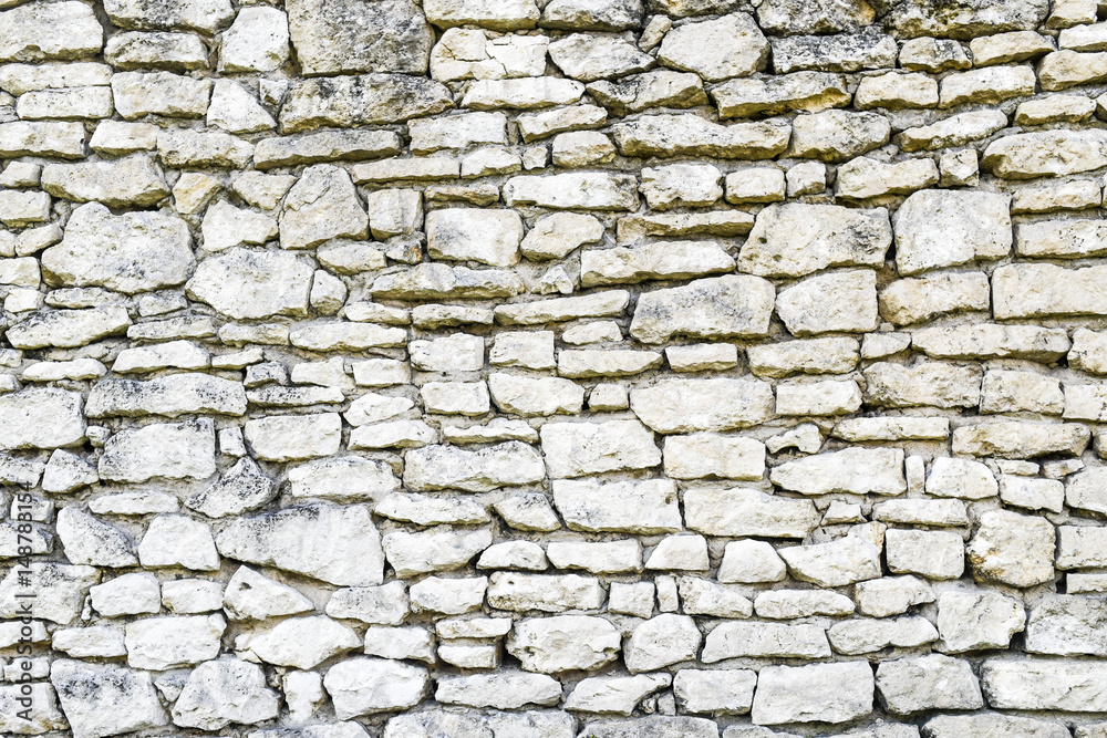 White irregular brick wall texture or background.