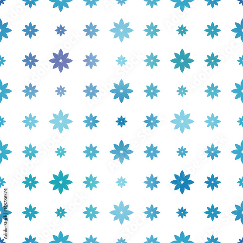 Seamless blue and white floral background. Vector illustration. 