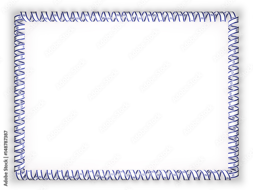 Frame and border of ribbon with the Israel flag. 3d illustration Frame and border of ribbon with the Israel flag. 3d illustration