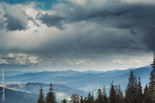 Fototapeta Naklejka Na Ścianę i Meble -  Beautiful cloudy sky in Carpatian Mountains