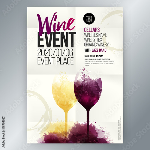 Template for invitations, promotions and wine events