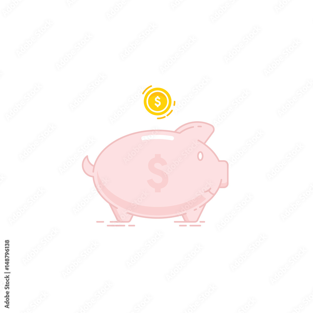 Piggy bank icon. Vector illustration on white background Piggy bank icon. Vector illustration on white background