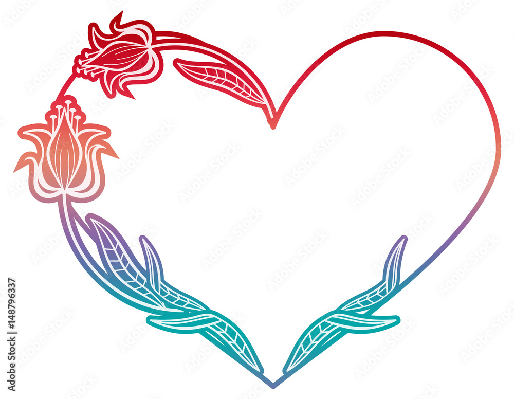 Fototapeta premium Heart shaped frame with gradient fill. 