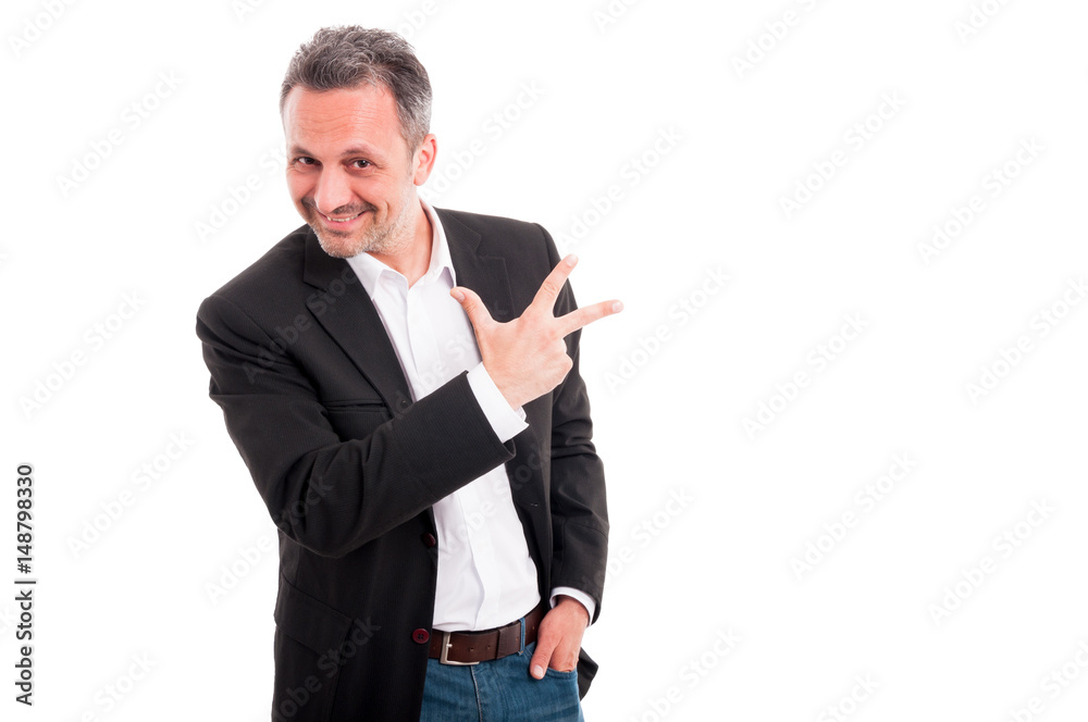 Man is presenting you three fingers Man is presenting you three fingers