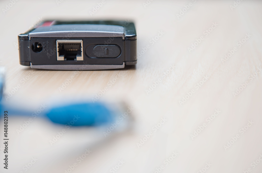 the router and cable plug connector lan cable technology concept . the router and cable plug connector lan cable technology concept .