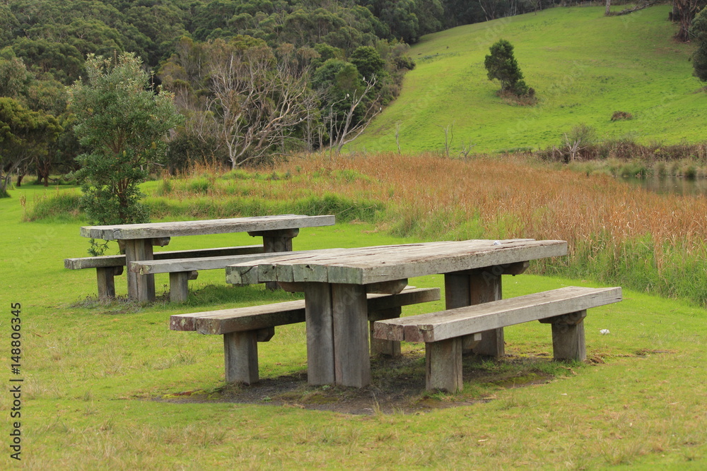 wooden bench in the park wooden bench in the park