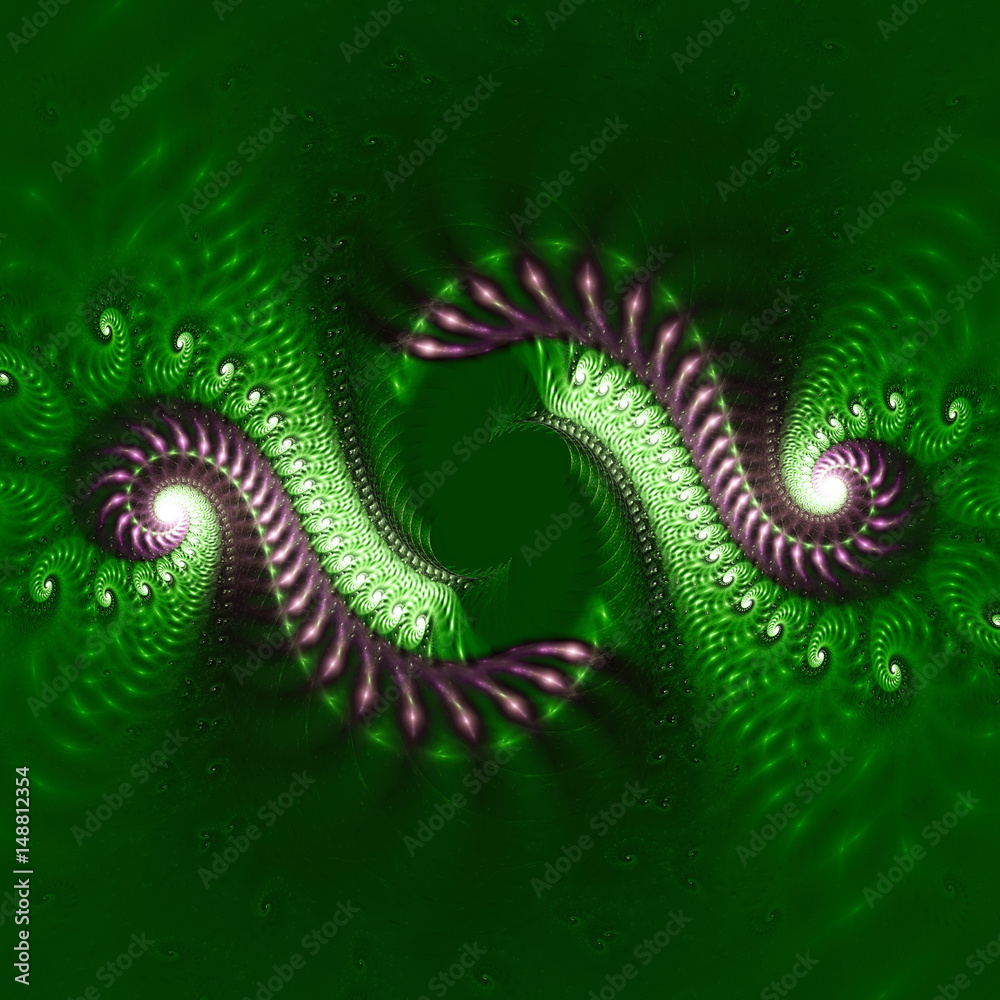 Exotic pattern with curls. 3D surreal illustration. Sacred geometry. Mysterious psychedelic relaxation pattern. Fractal abstract texture. Digital artwork graphic astrology magic