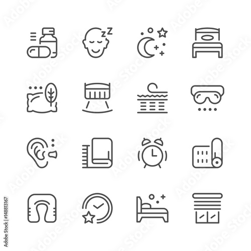 Set line icons of sleep