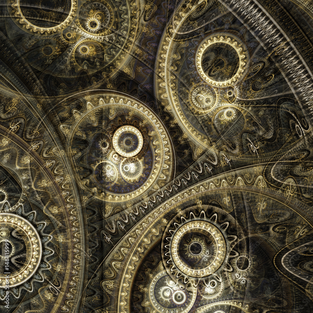 Fantasy fractal steampunk background