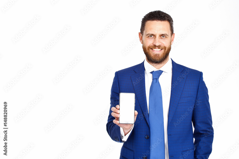 man with phone, businessman in formal outfit with happy face man with phone, businessman in formal outfit with happy face
