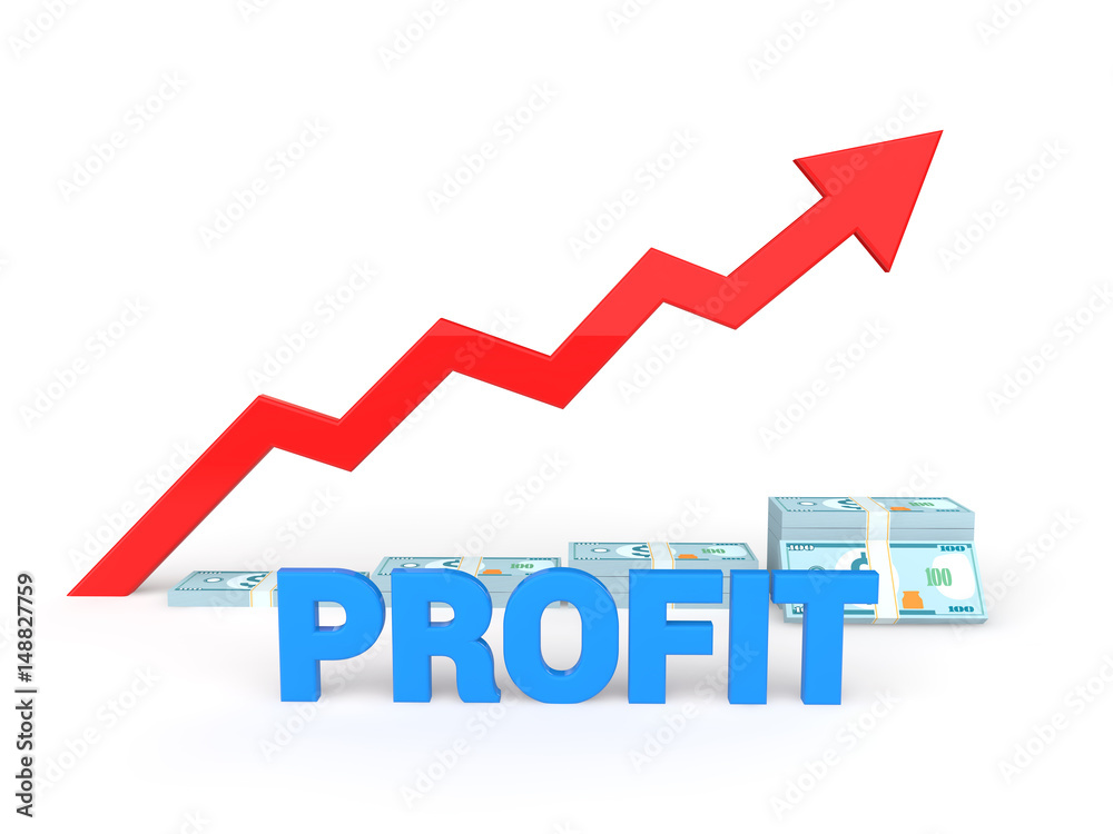 3d rendering of rising arrow and money stak with word 'Profit' 3d rendering of rising arrow and money stak with word 'Profit'