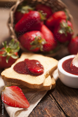 Toast snack with strawberry jam