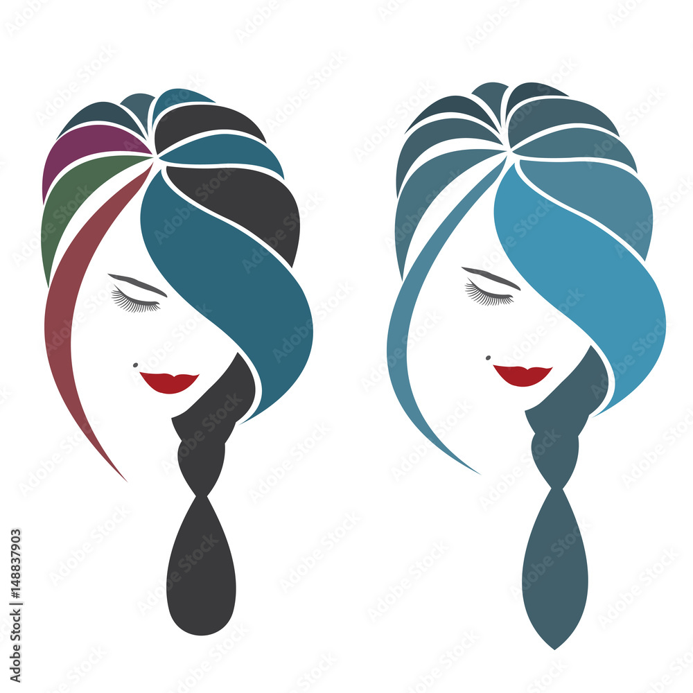 ector illustration, depicting the face of a beautiful woman with long ringlets ector illustration, depicting the face of a beautiful woman with long ringlets