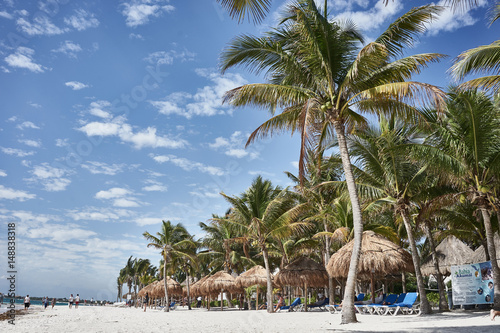 So called "Turtle Beach Akumal" in Mexico / Caribbean vacation at mexican tropical Beach in Quintana Roo