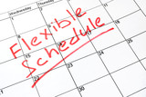 Flexible schedule written on a calendar.