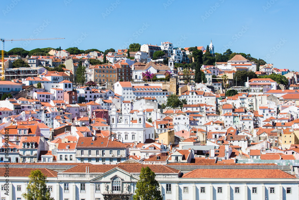 Tile Rooftops up Lisbon Hillside