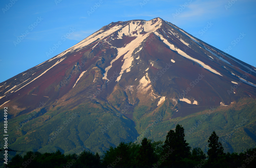 Obraz premium Mount Fuji in early summer from Fujiyoshida City