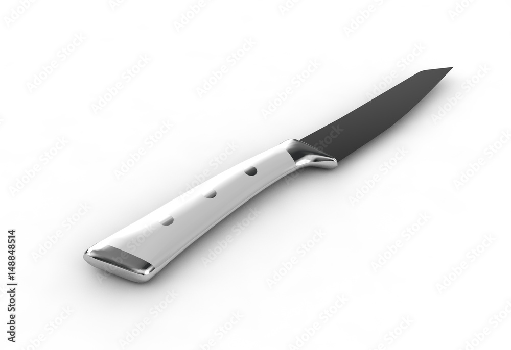 A professional isolated kitchen knife on a white background. 3d render A professional isolated kitchen knife on a white background. 3d render