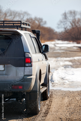 Cross country vehicle on dirt road