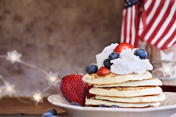 Pancakes with Blueberries and Strawberries