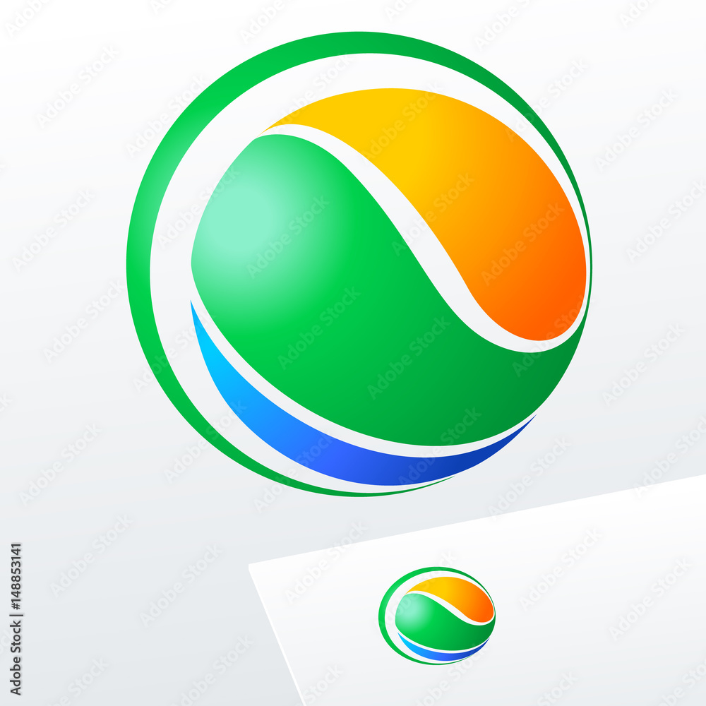Abstract eco sign in sphere shape on white background. Colorful logotype for Ecology, Pharmacy, Medicine activity Abstract eco sign in sphere shape on white background. Colorful logotype for Ecology, Pharmacy, Medicine activity