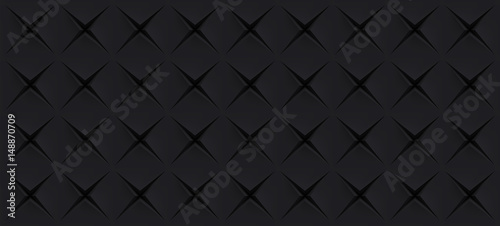 Realistic texture, black surface with slots in the form of stars, vector design dark background