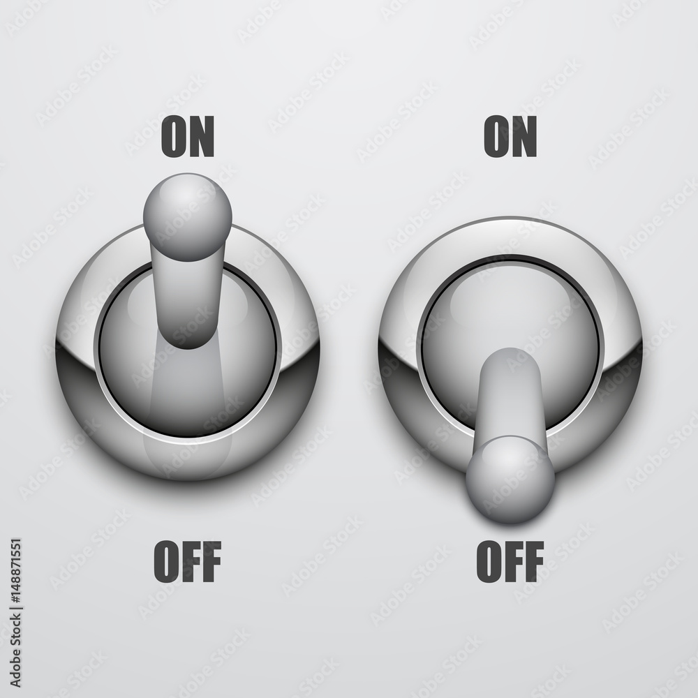 Set of on and off toggle switches, vector illustration Stock Vector ...