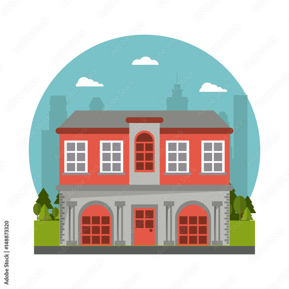 building house real estate architecture traditional design vector illustration