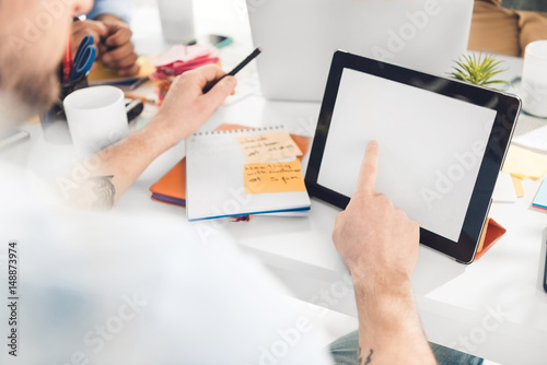 casual businessmen working on new project at modern office, business men computer