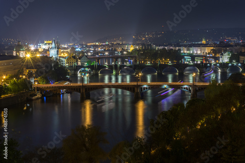 Bridges of Prague at night