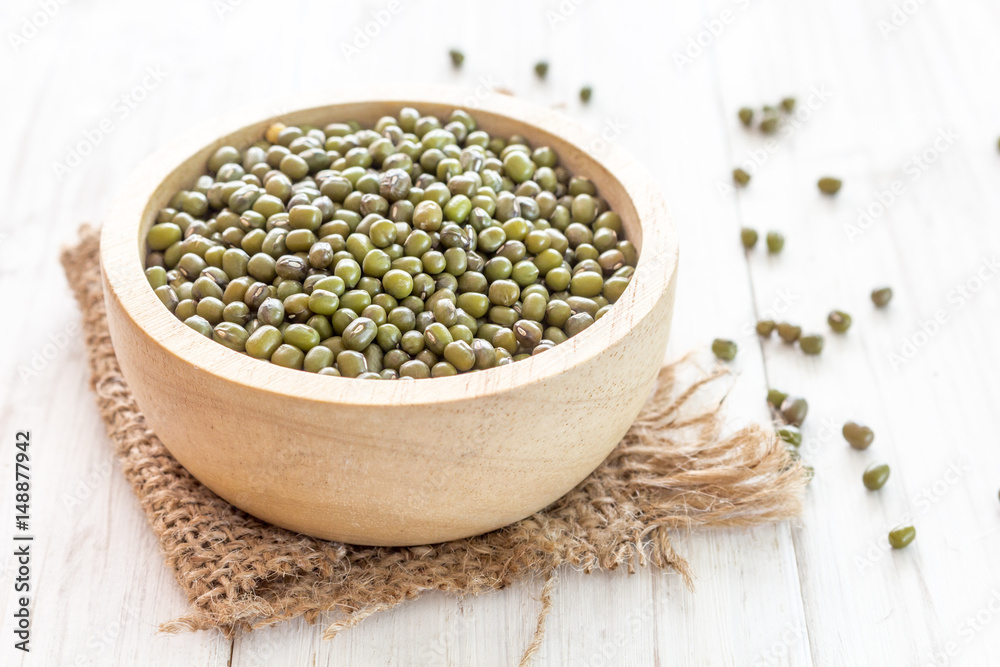 Mung bean on wooden background Mung bean on wooden background
