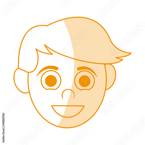 orange silhouette shading caricature front view guy with short hair vector illustration