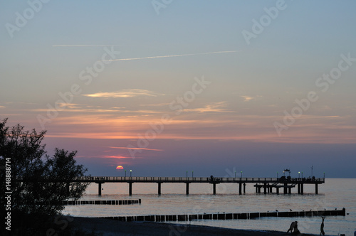 sonnenuntergang strand seebrücke beach himmel natur abendrot © Peter
