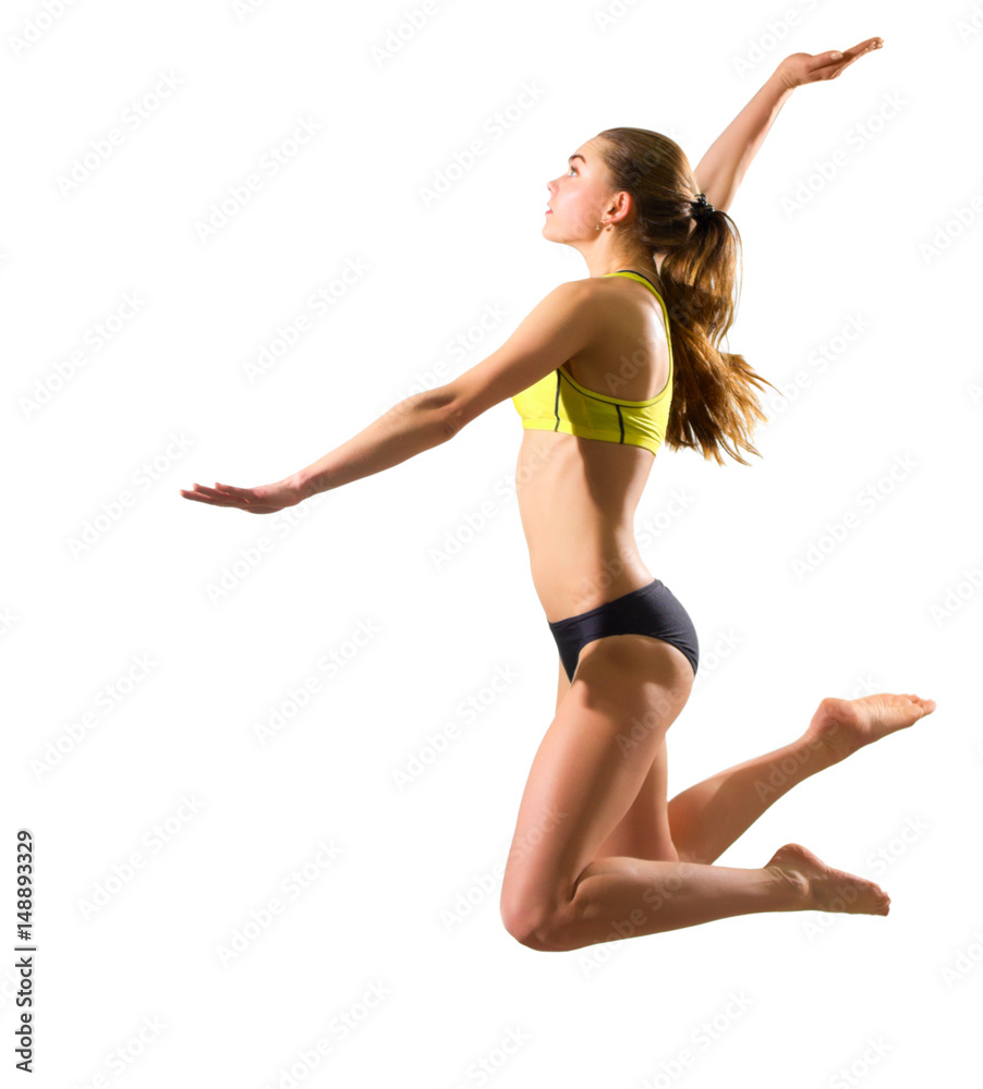 Young girl volleyball player (without ball)