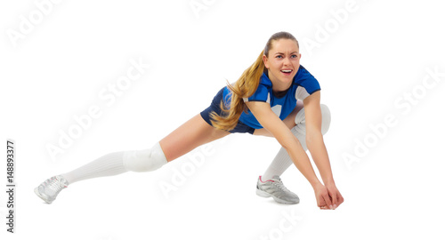 Young girl volleyball player  without ball 