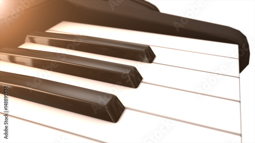 Piano keyboard in black and white