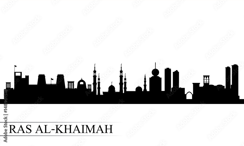 Ras al-Khaimah city skyline silhouette background