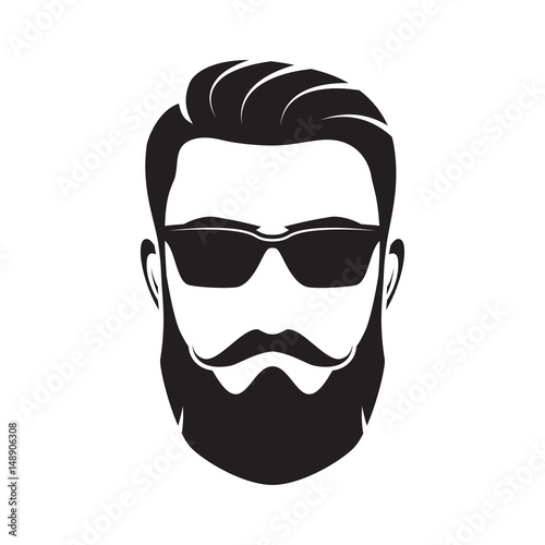 Bearded men face, hipster character. Vector illustration.