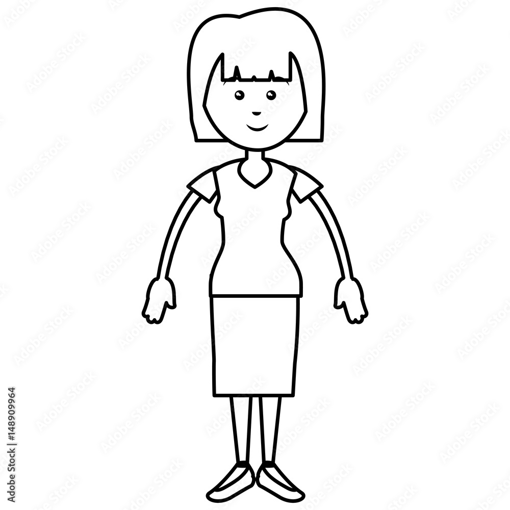 happy woman standing, cartoon icon over white background. vector illustration happy woman standing, cartoon icon over white background. vector illustration