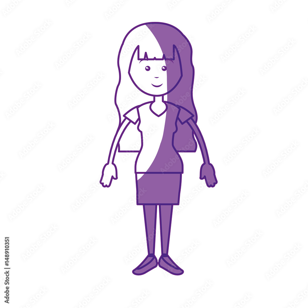 happy woman standing, cartoon icon over white background. vector illustration happy woman standing, cartoon icon over white background. vector illustration