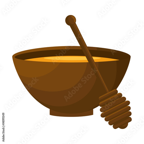 bowl with honey icon over white background. spa center concept. colorful design. vector illustration