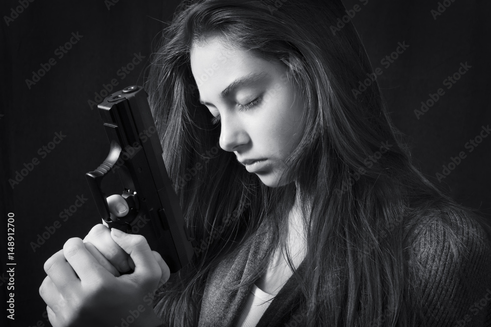Monochrome close up emotional portrait of young beautiful girl Monochrome close up emotional portrait of young beautiful girl